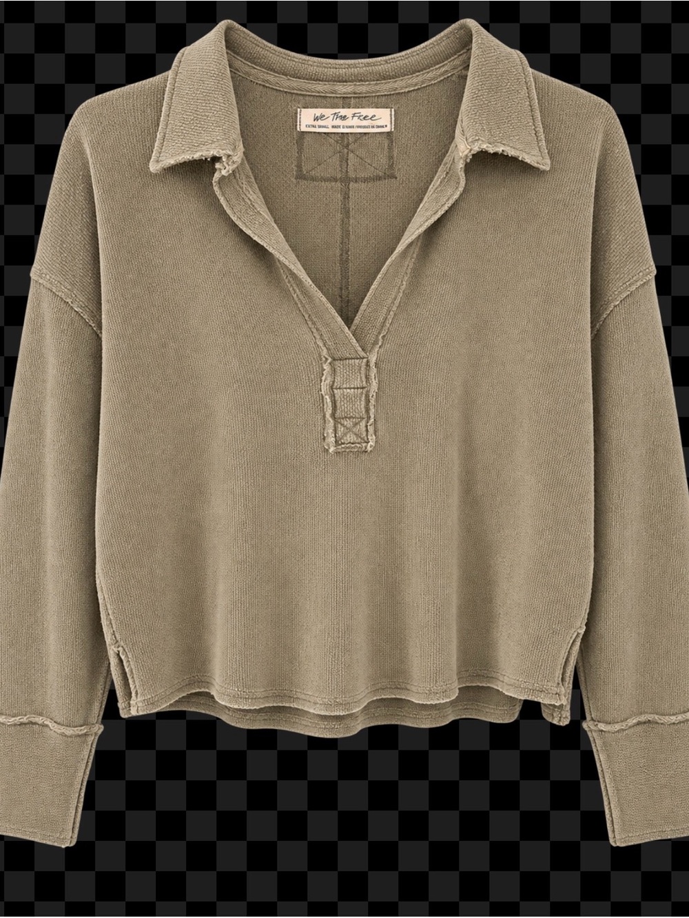 Free People Washed Olive Collared Pullover